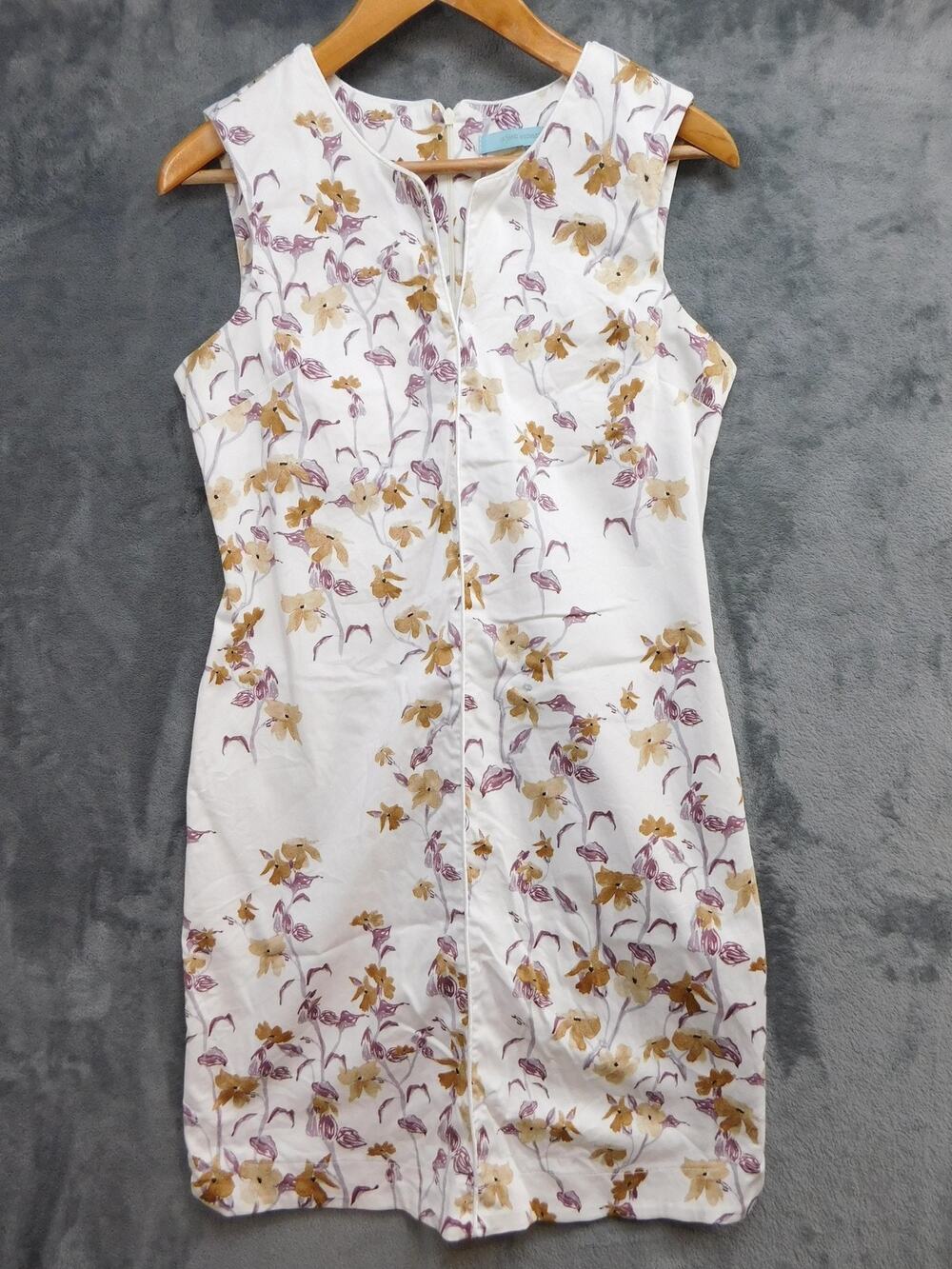 La Fée Maraboutée Dress Womens 36 White Floral Sheath Knee Length Cotton Italy
